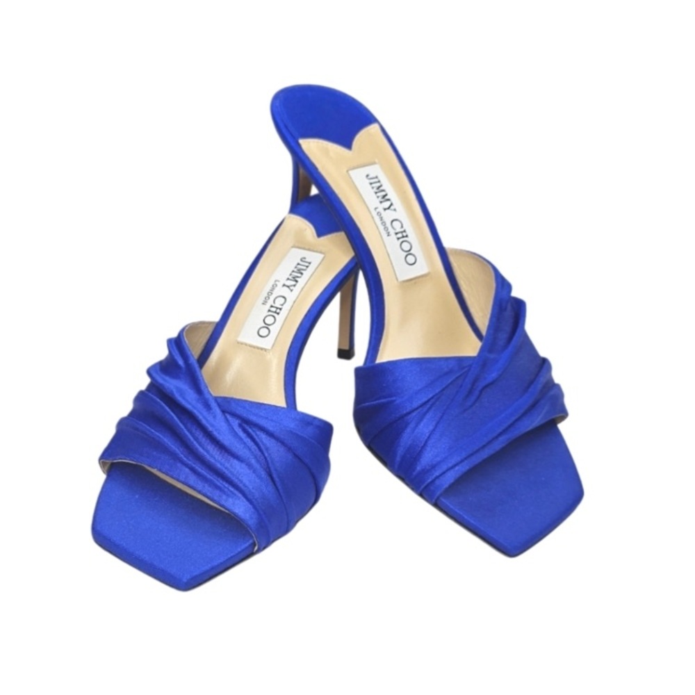 Jimmy Choo Royal Blue Satin Heels - Picture 2 of 11